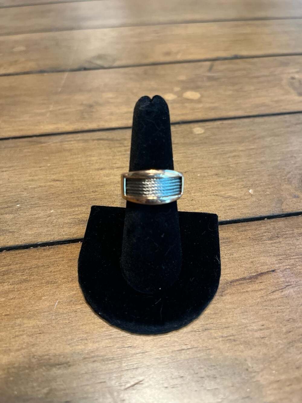 Milor Italy Gold Tone Bronze Cable Inlay Band Ring